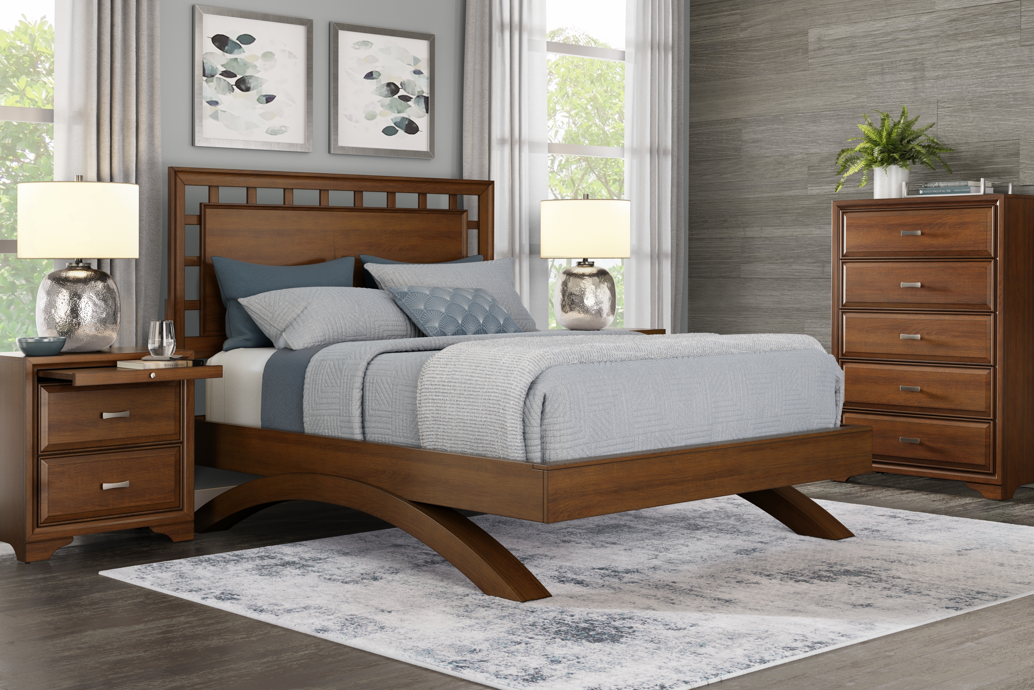 Small Spaces Belcourt Cherry 5 Pc King Lattice Arch Bedroom - Thumbnail - Image 1