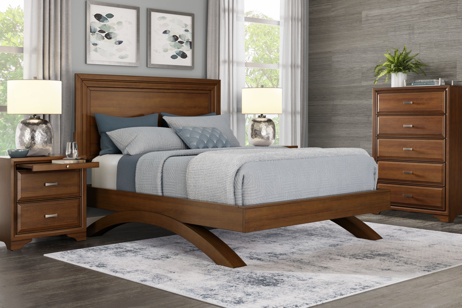 Belcourt Brown Cherry 3 Pc King Panel Arch Bed - Image 2