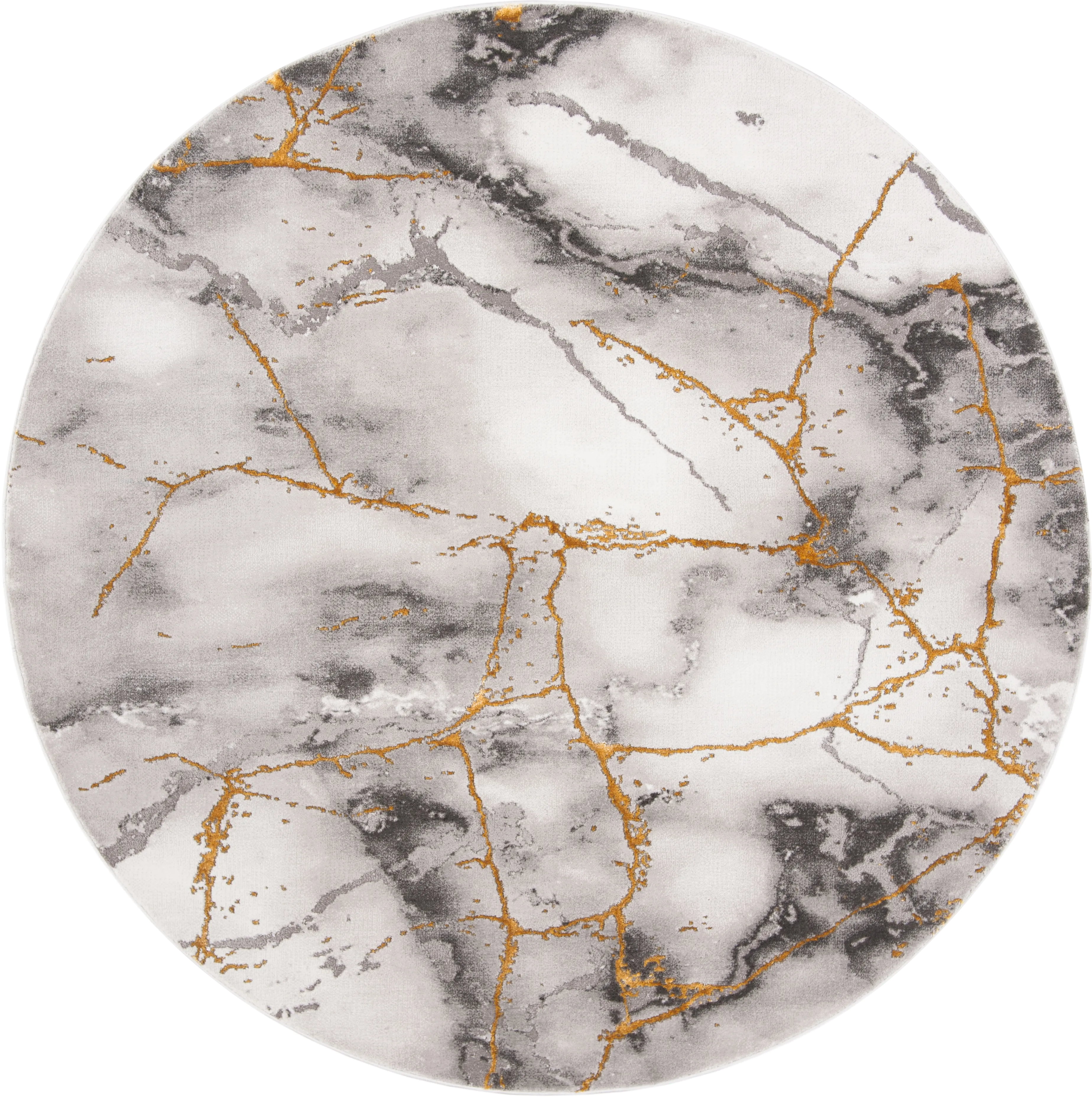 Cracked Marble Gray 6'7 Round Rug - Thumbnail - Image 1