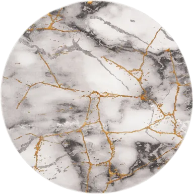 Cracked Marble Gray 6'7 Round Rug
