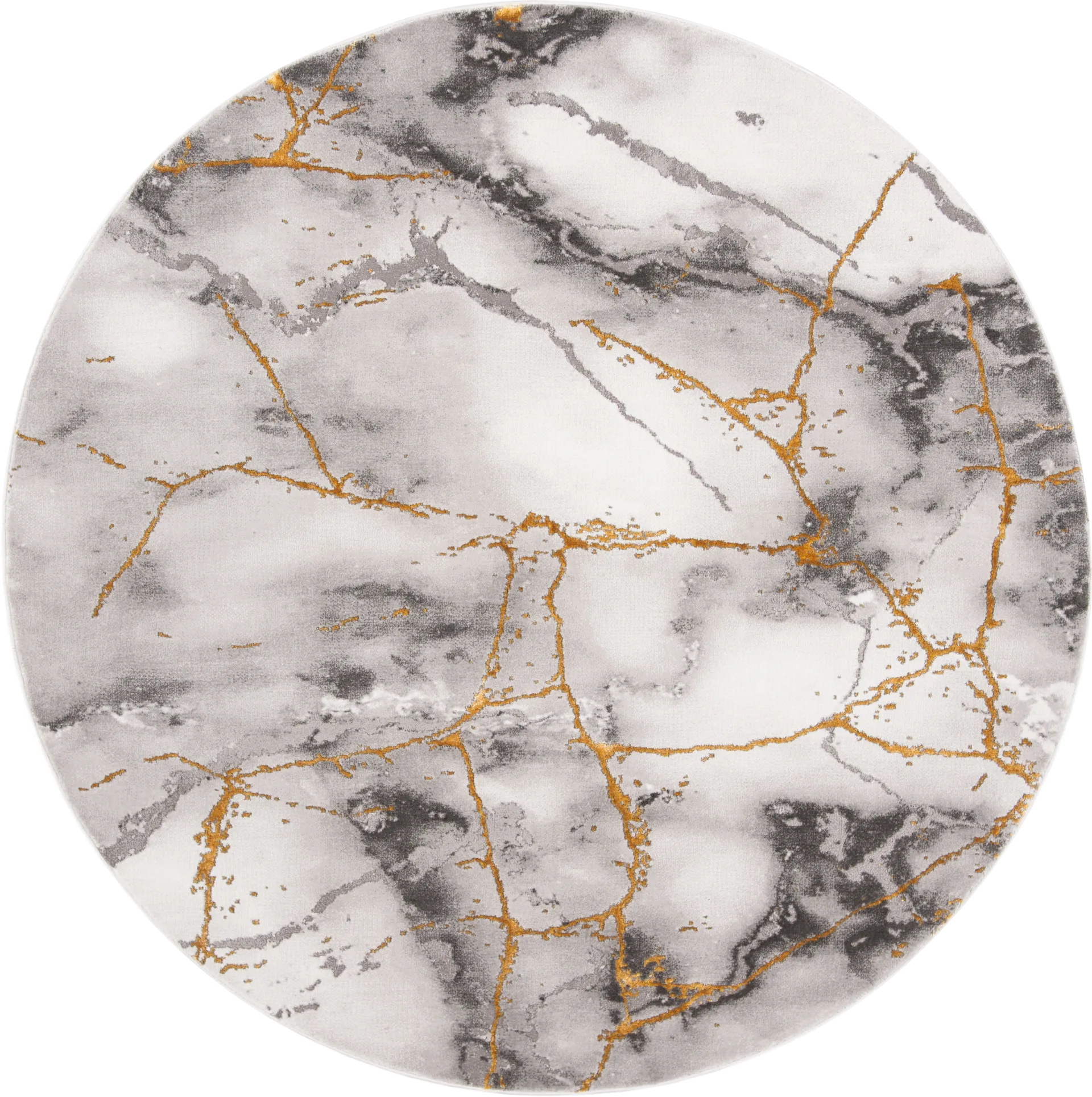 Cracked Marble Gray 6'7 Round Rug - Image 1