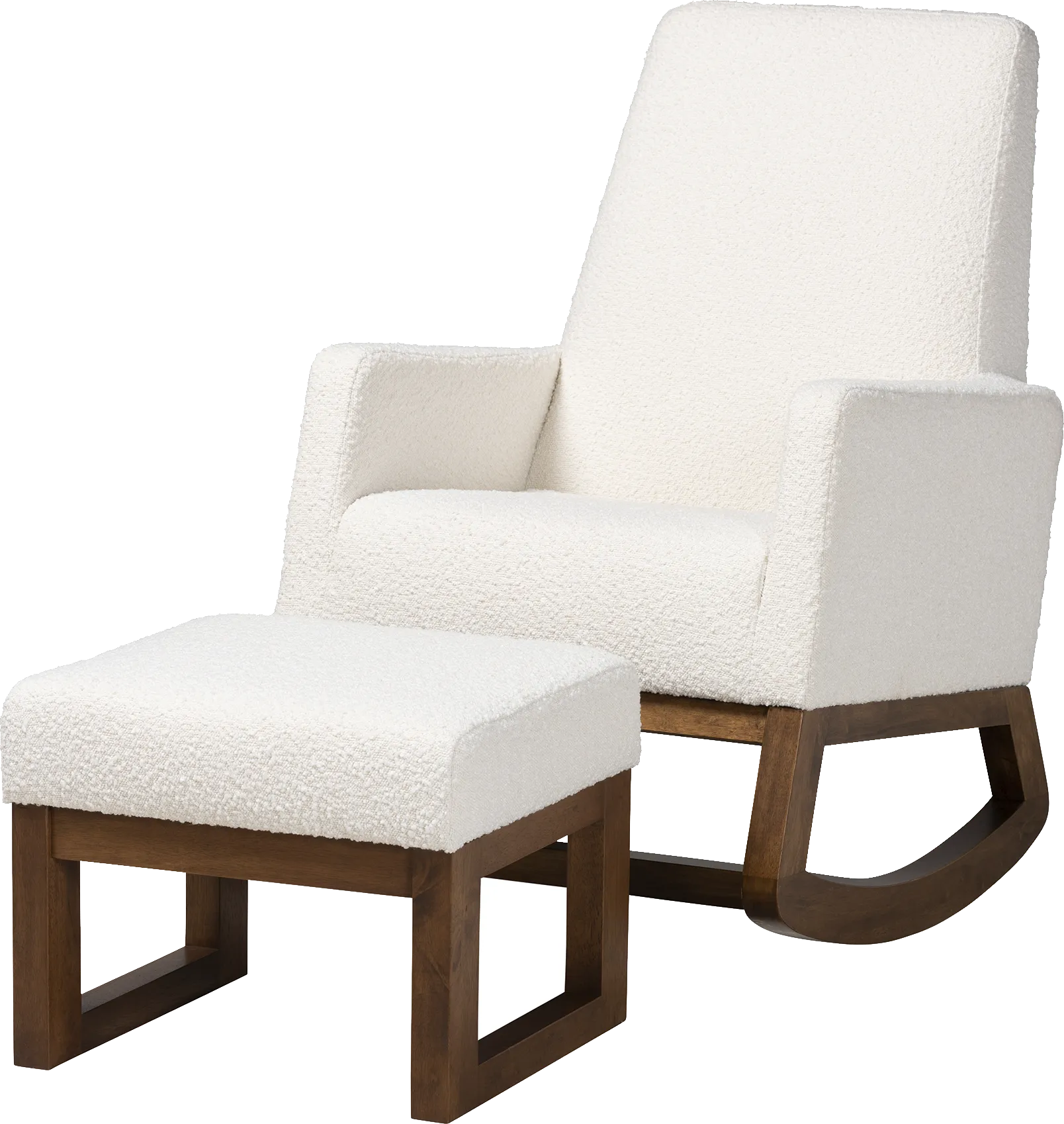Amebco Off-White Rocking Chair with Ottoman - Image 1