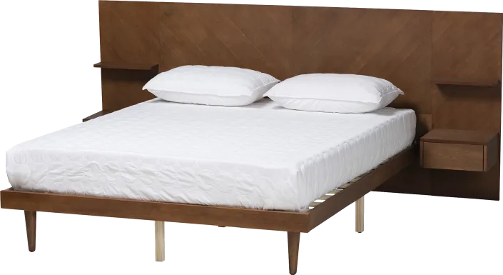 Mimbrera Walnut Queen Bed with Nightstands