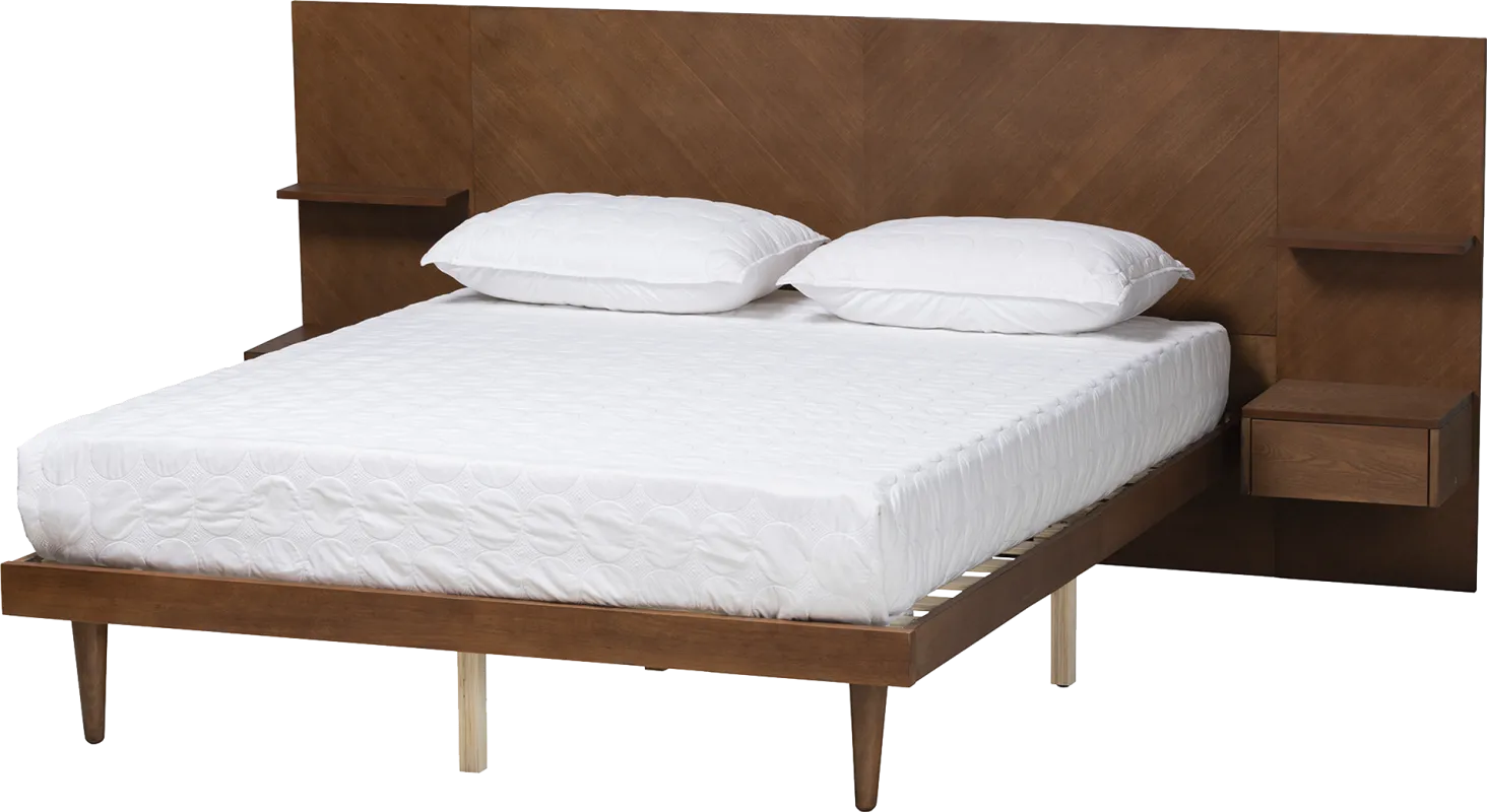 Mimbrera Walnut Queen Bed with Nightstands