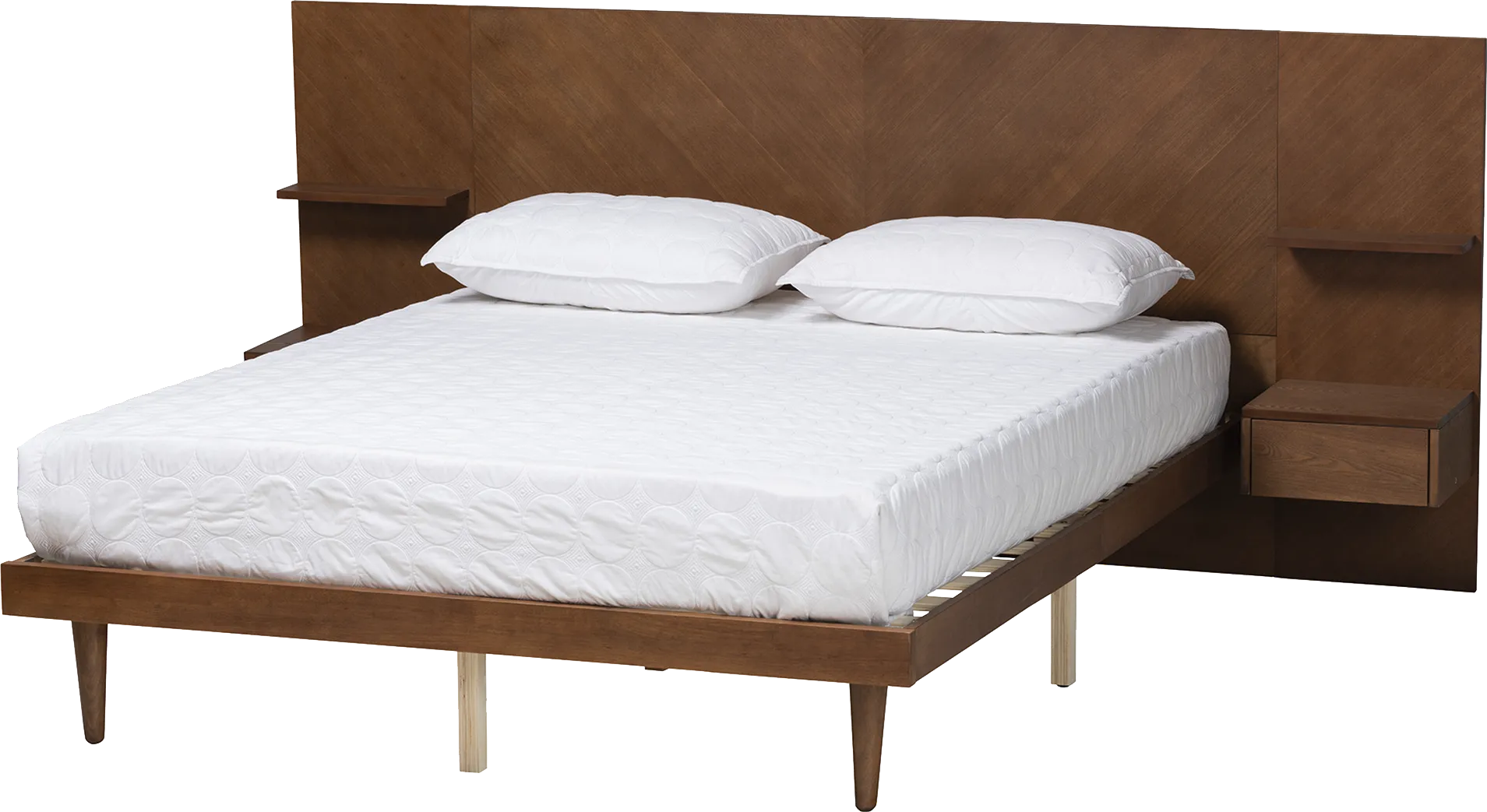 Mimbrera Walnut Queen Bed with Nightstands - Image 1