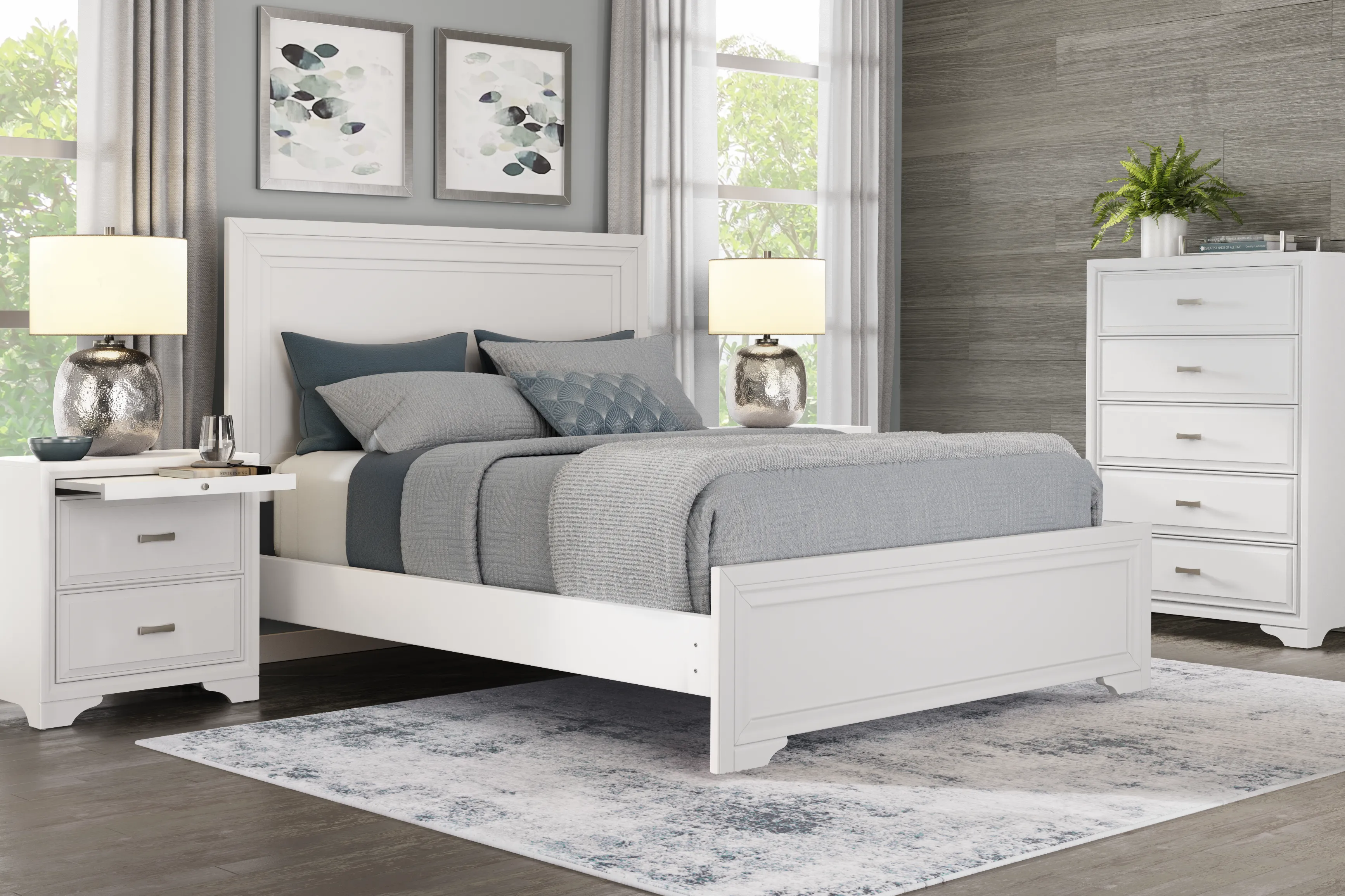 Belcourt 7 Pc White Colors,White Queen Bedroom Set With 3 Pc Queen