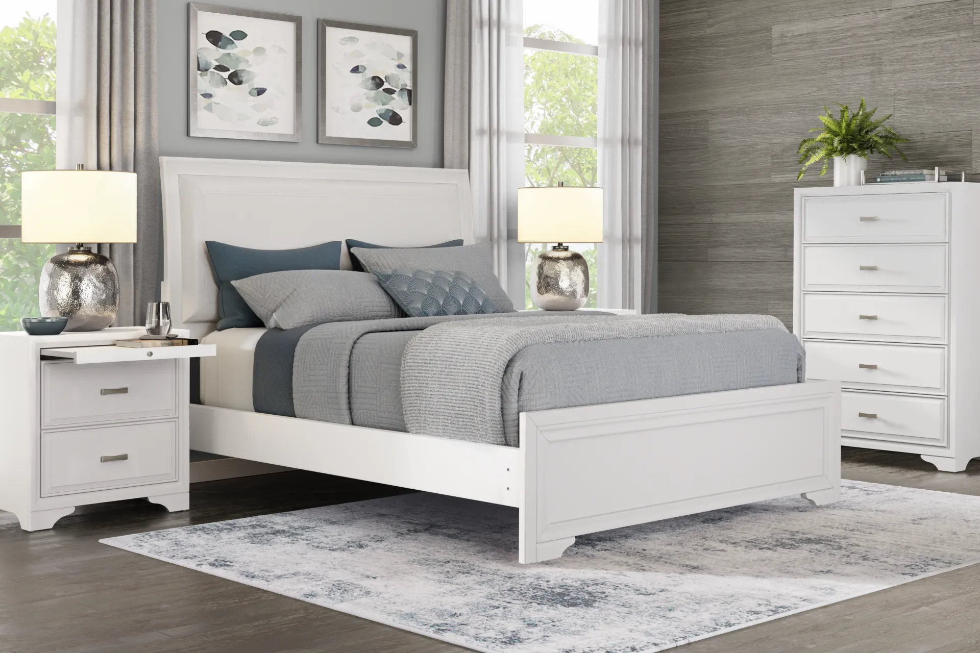 Belcourt White 3 Pc King Upholstered Sleigh Bed - Image 1