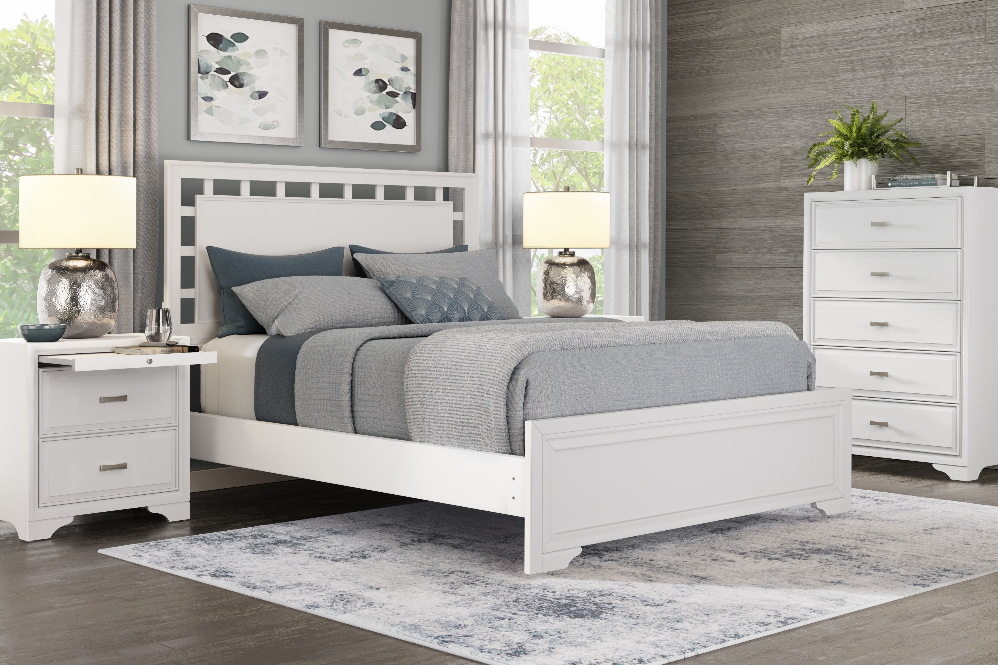 Small Spaces Belcourt White 5 Pc King Lattice Bedroom - Thumbnail - Image 1