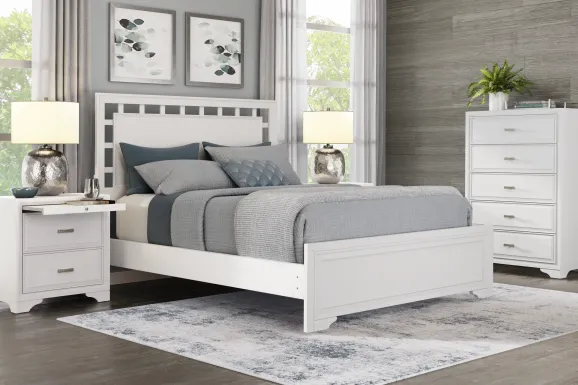 Small Spaces Belcourt White 5 Pc King Lattice Bedroom