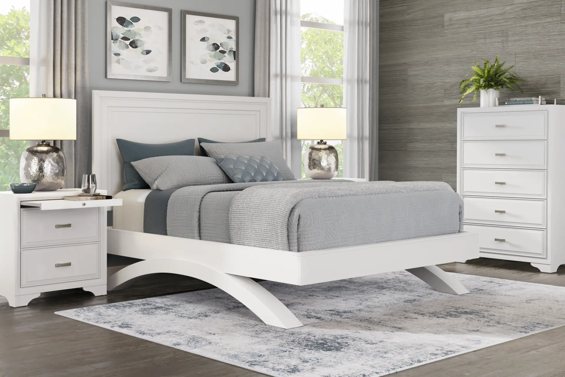 Belcourt White 5 Pc King Panel Arch Bedroom