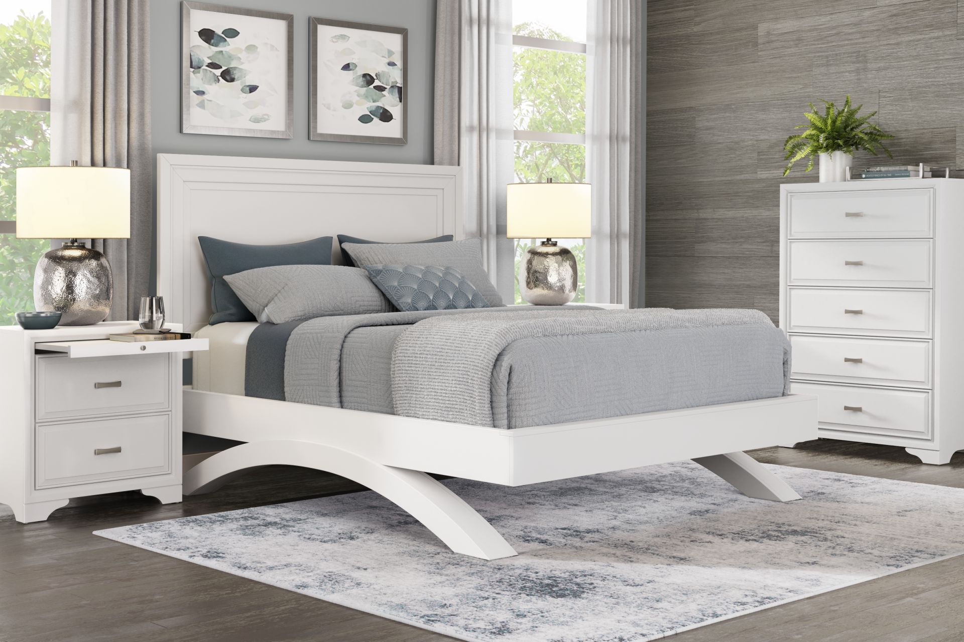 Belcourt White 5 Pc King Panel Bedroom - Image 1