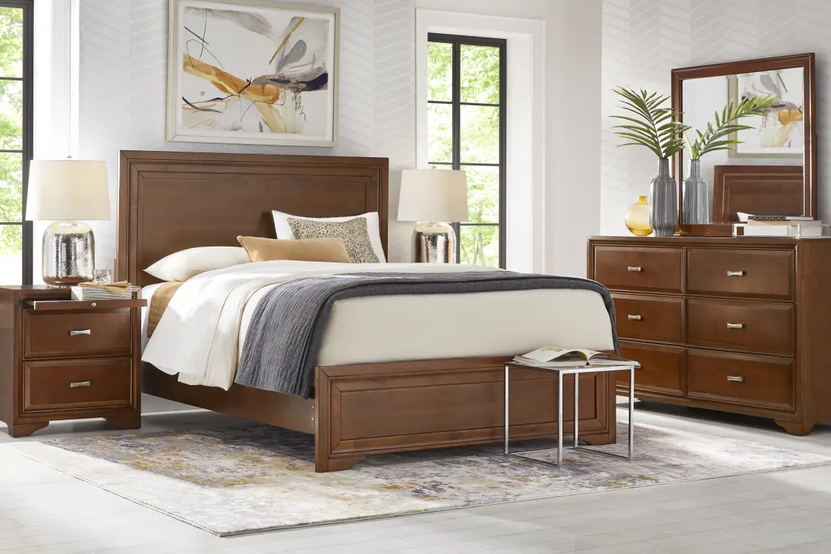 Belcourt Brown Cherry Finish 3 Pc King Panel Bed