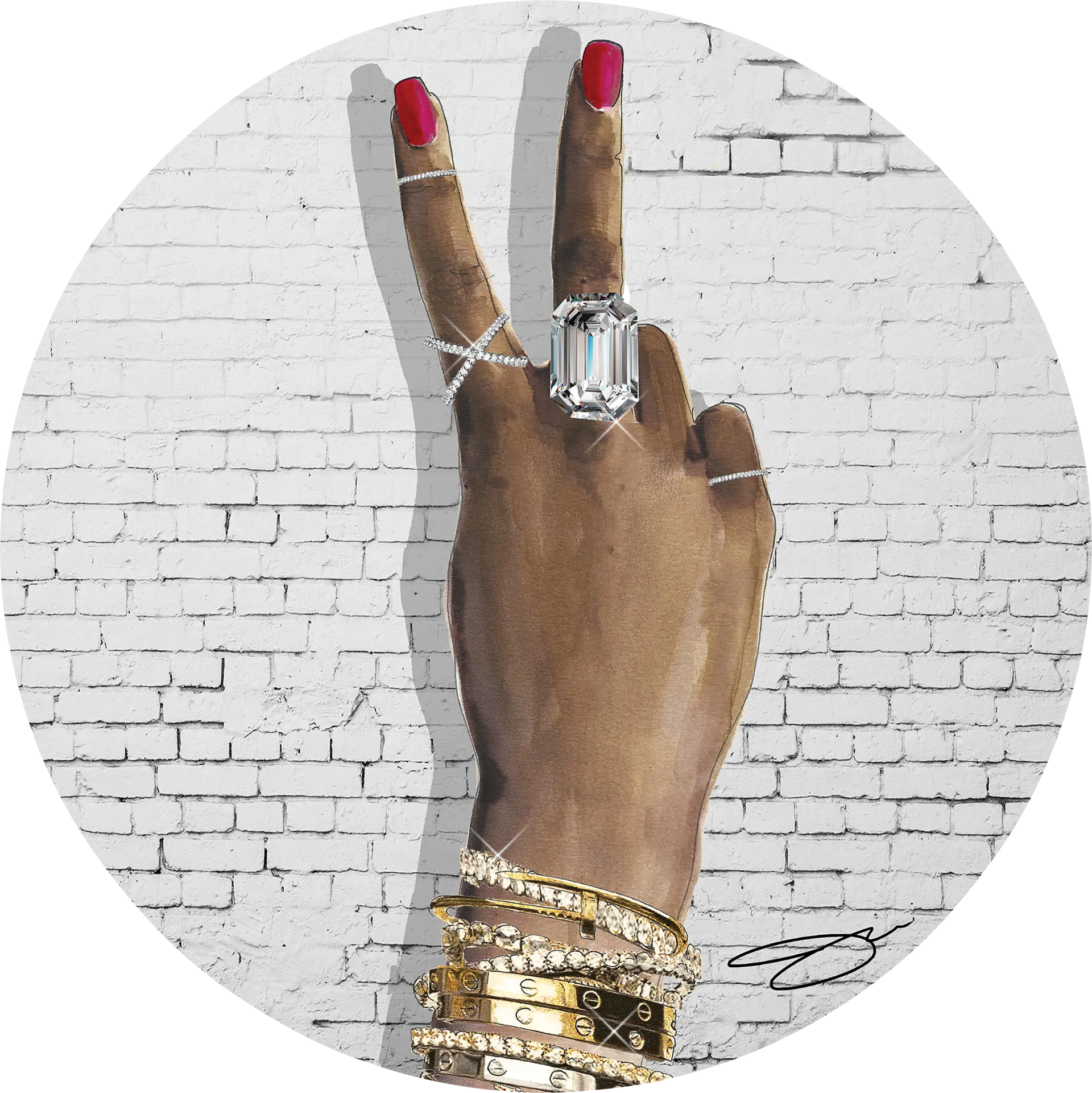 Kids Sparkling Peace Gray Glass Wall Art - Image 1