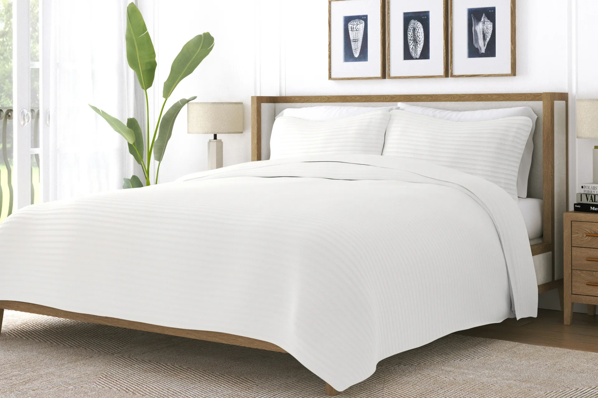 Honeybell White 3 Pc Queen Quilt Set - Image 2