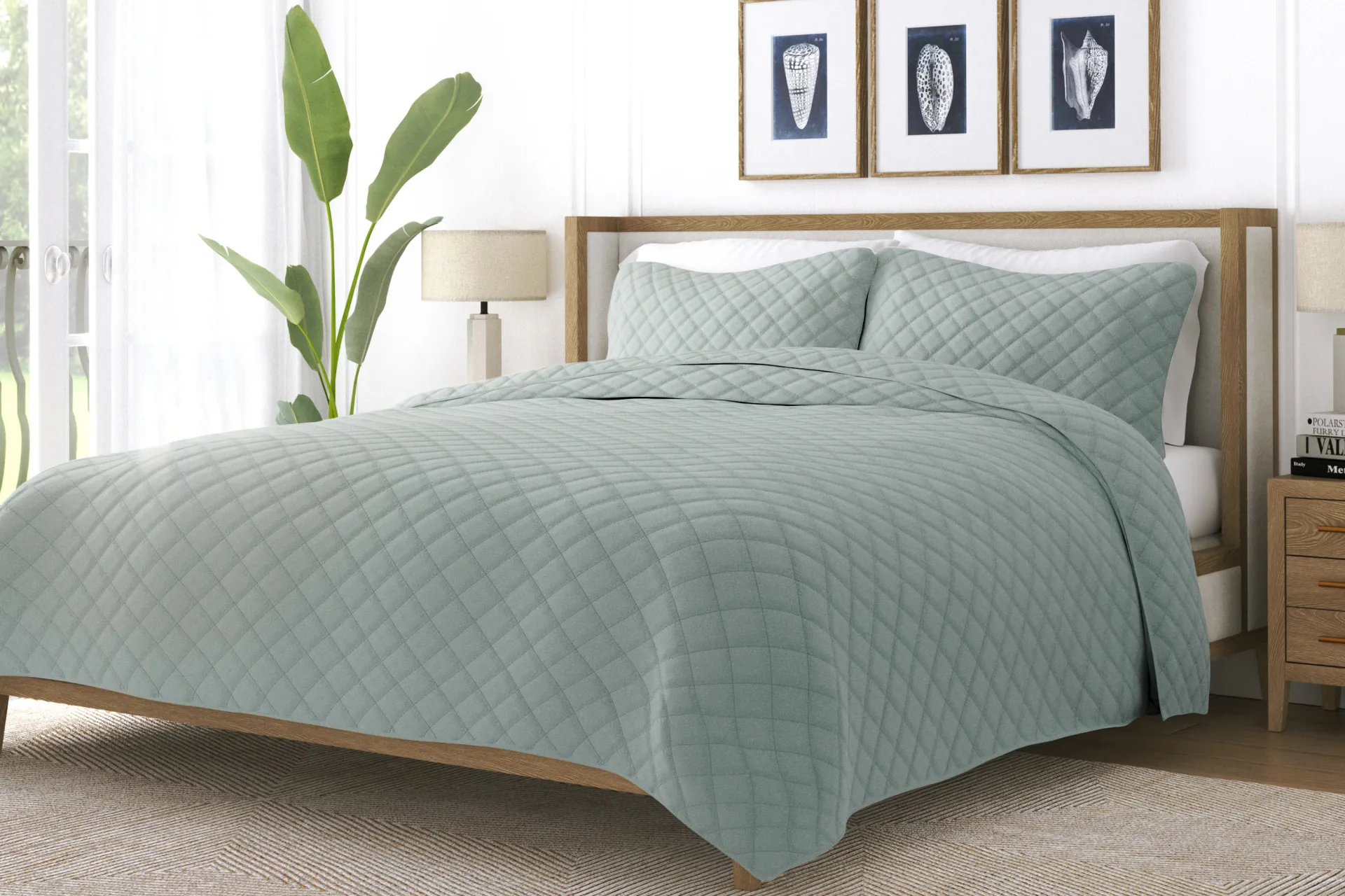 Lulldale Green 3 Pc Queen Quilt Set - Image 2