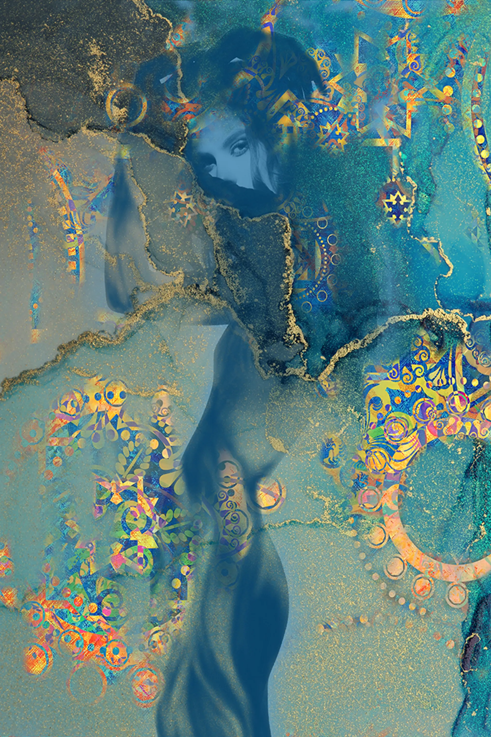 Manolla Teal Artwork - Thumbnail - Image 1