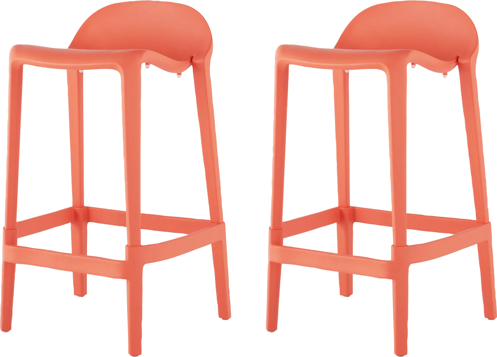 Outdoor Lulia Salmon Counter Stool, Set of 2 - Thumbnail - Image 1