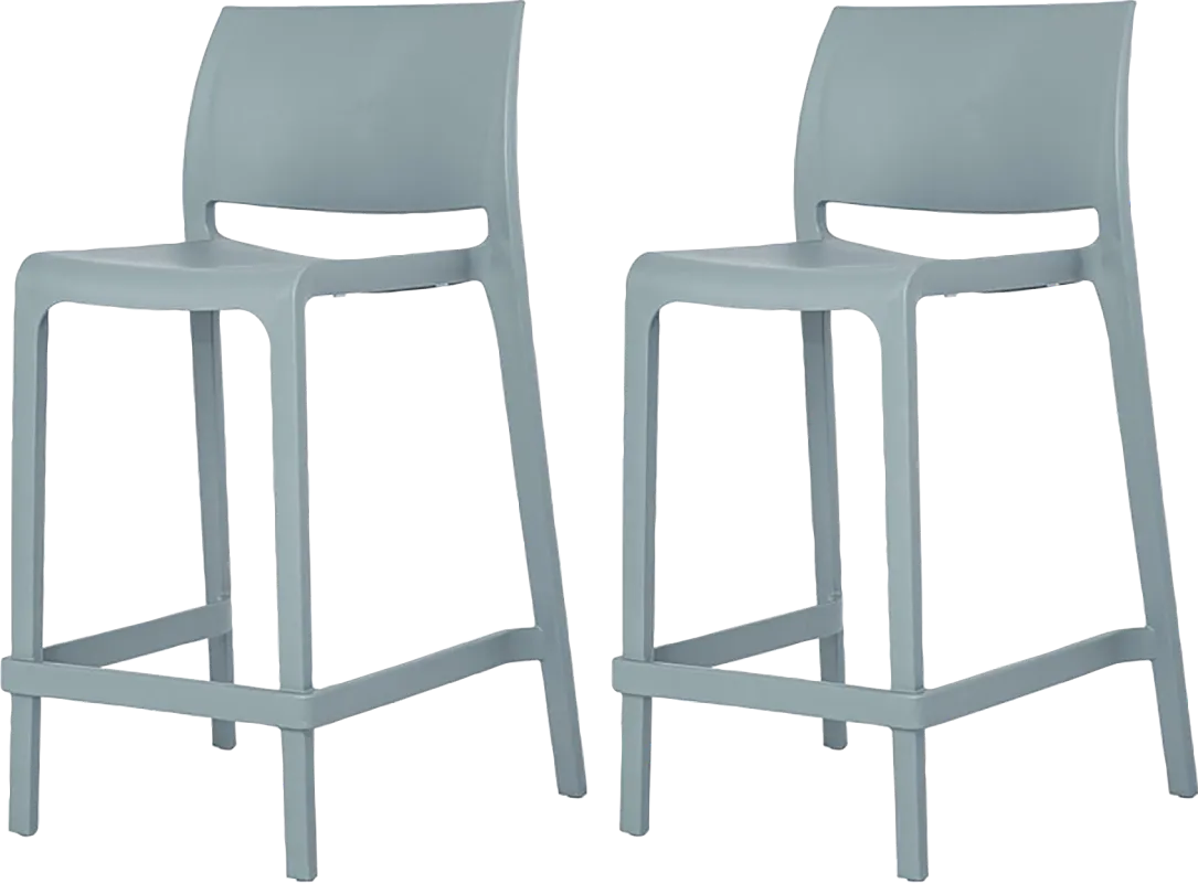 Outdoor Cayetana Blue Counter Stool, Set of 2