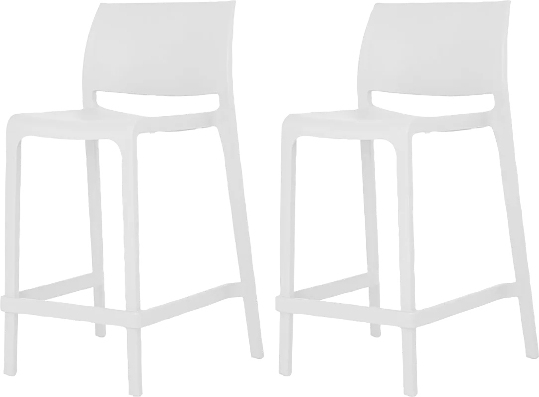 Outdoor Cayetana White Counter Stool, Set of 2