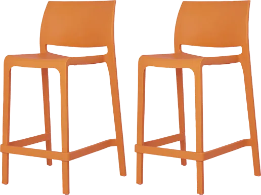 Outdoor Cayetana Orange Counter Stool, Set of 2