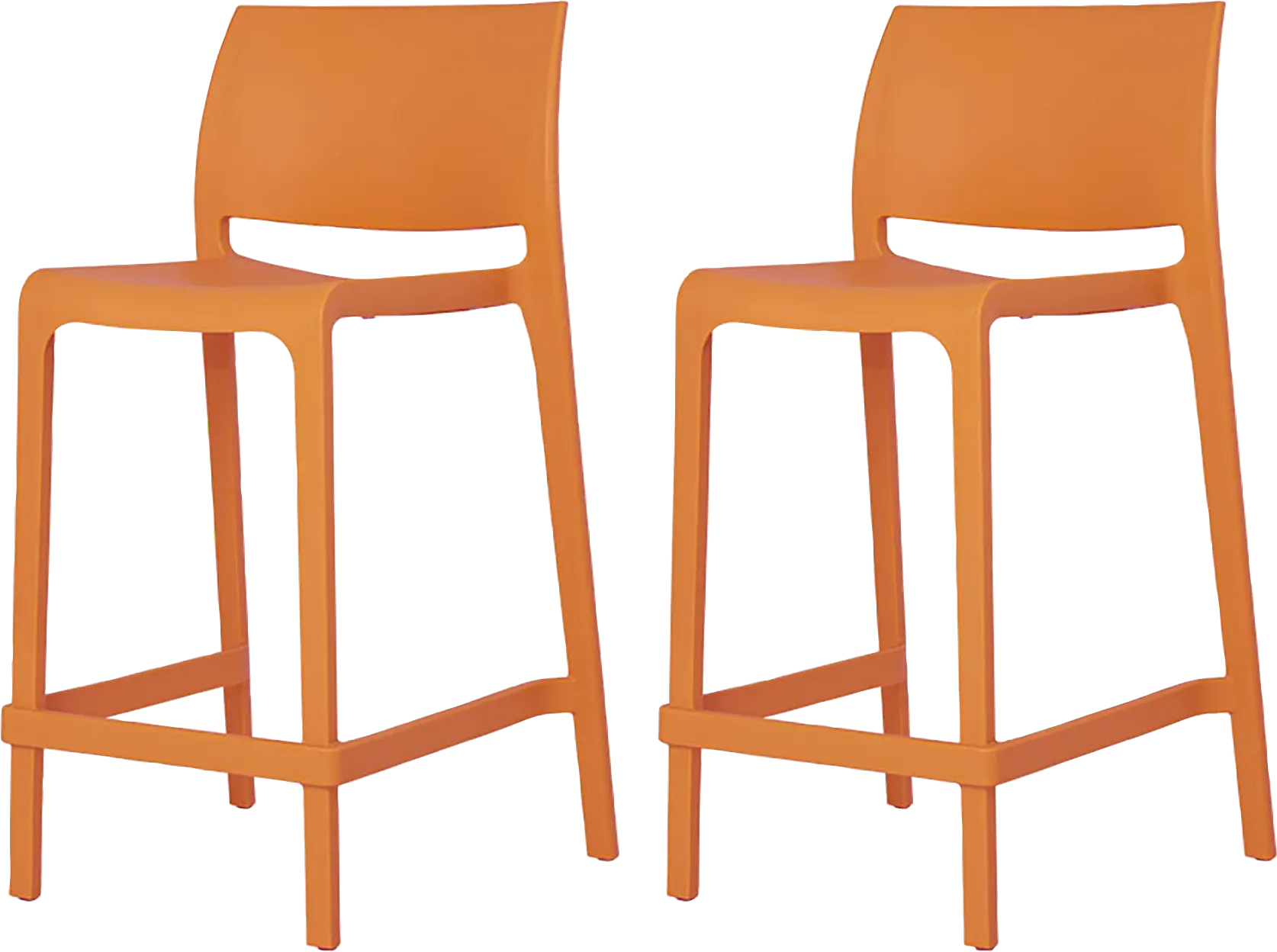 Outdoor Cayetana Orange Counter Stool, Set of 2