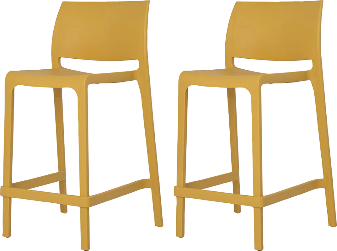 Outdoor Cayetana Gold Counter Stool, Set of 2
