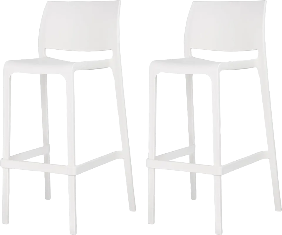 Outdoor Cayetana White Barstool, Set of 2