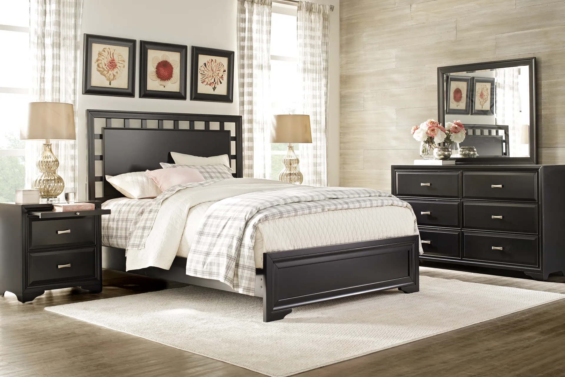 Belcourt Black 3 Pc Queen Lattice Bed - Image 1