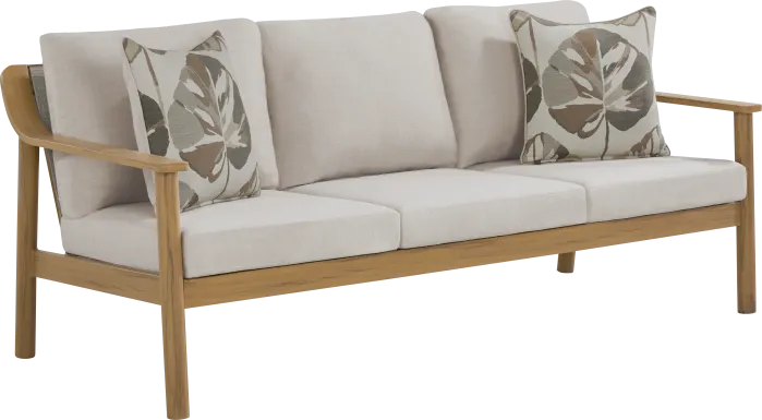 Logen Natural Outdoor Sofa with Beige Cushions