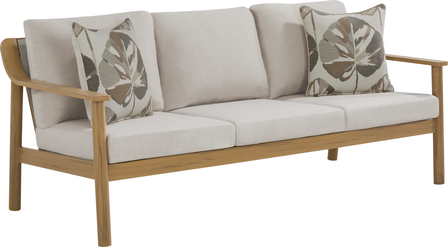 Logen Natural Outdoor Sofa with Beige Cushions