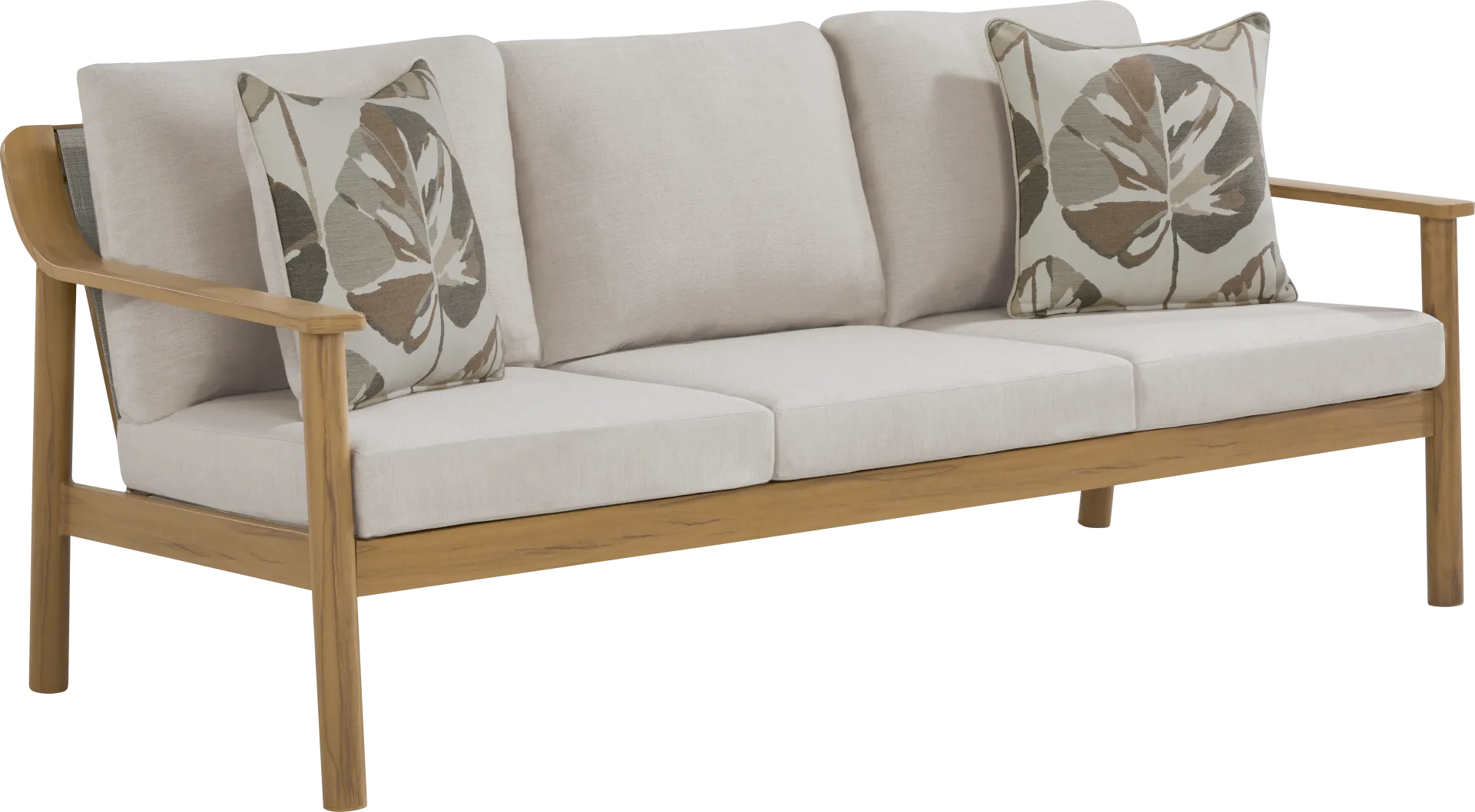 Logen Natural Outdoor Sofa with Beige Cushions - Image 1