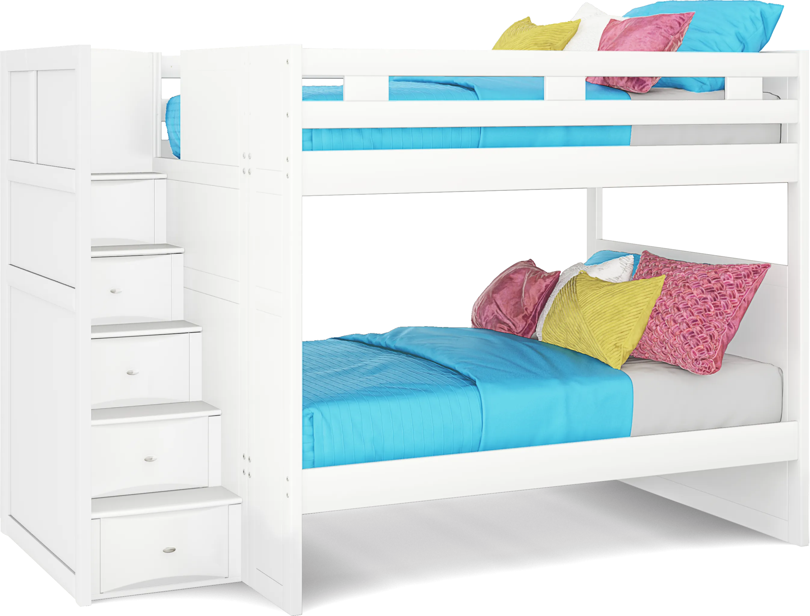 Ivy League 2.0 White Full/Full Step Bunk Bed - Thumbnail - Image 1