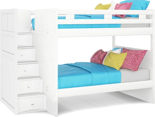 Ivy League 2.0 White Full/Full Step Bunk Bed