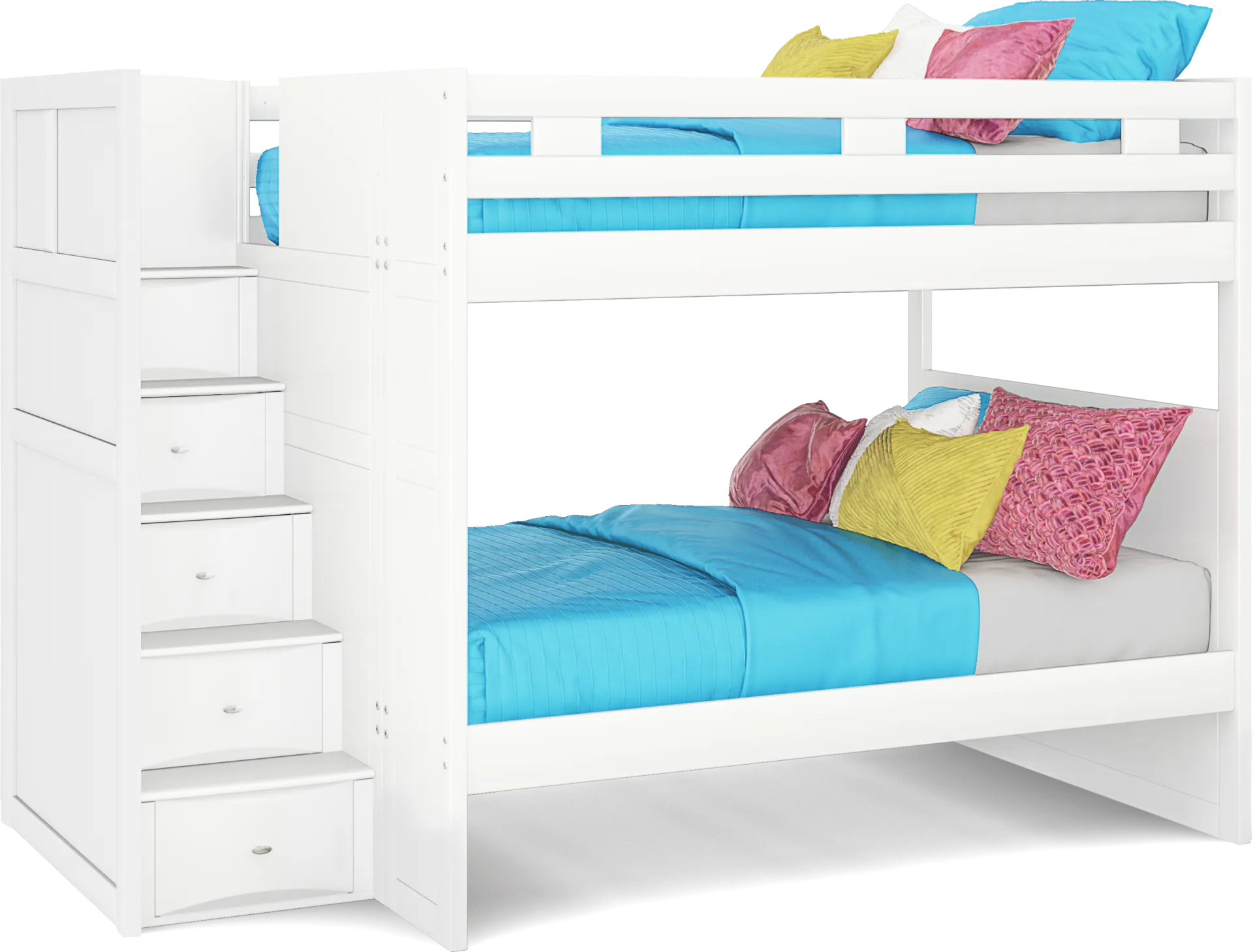 Ivy League 2.0 White Full/Full Step Bunk Bed - Image 1