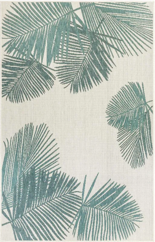 Palms Breeze Aqua 6'6 x 9'4 Indoor/Outdoor Rug
