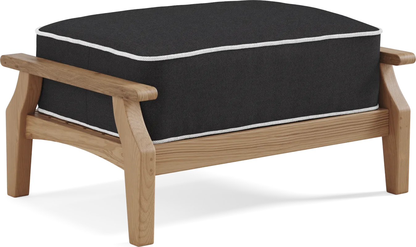 Pleasant Bay Teak Outdoor Ottoman with Charcoal Cushion