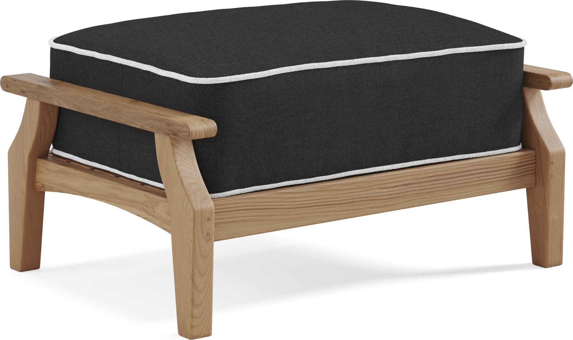 Pleasant Bay Teak Outdoor Ottoman with Charcoal Cushion - Image 1