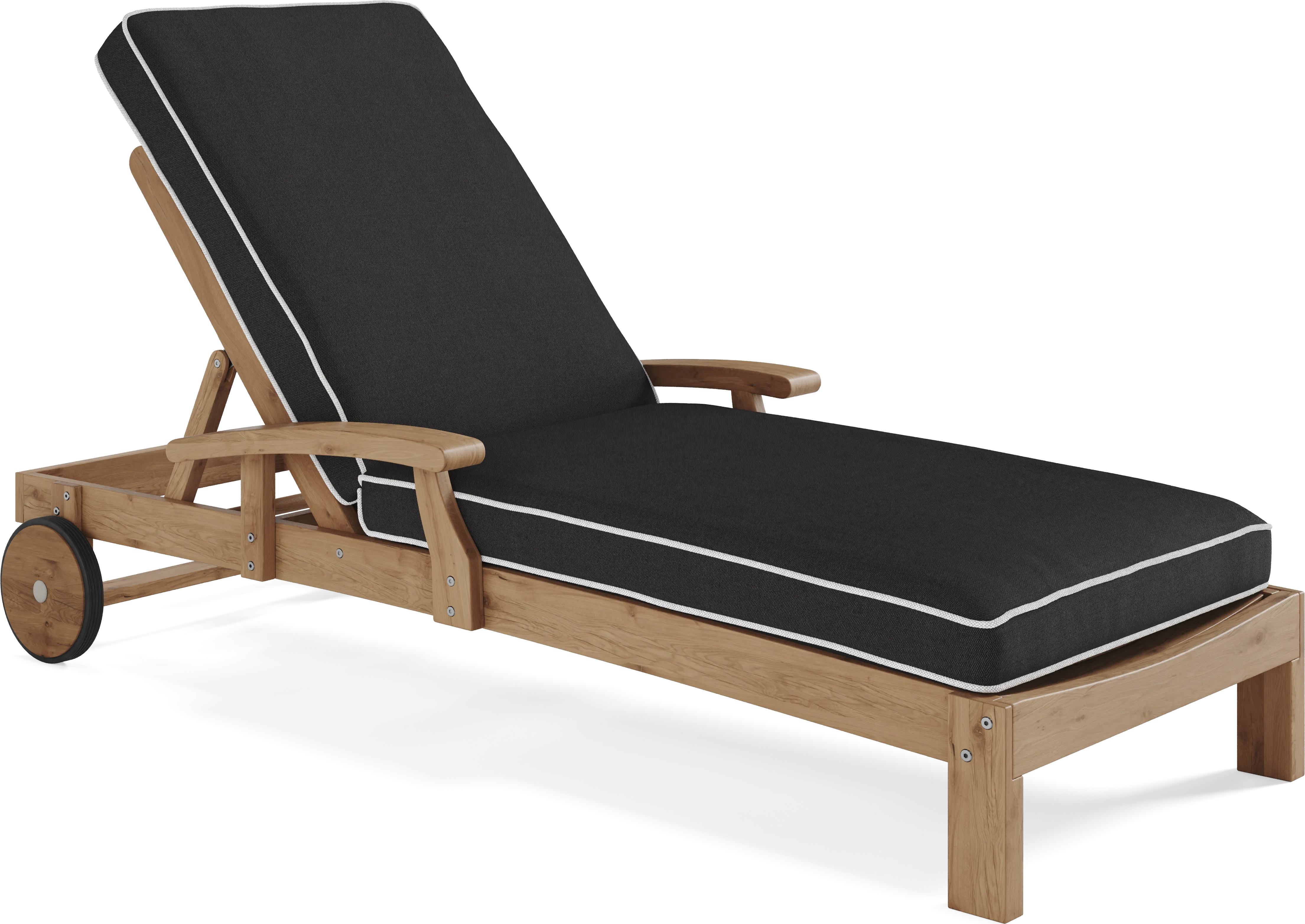 Pleasant Bay Teak Outdoor Chaise with Charcoal Cushions - Thumbnail - Image 1