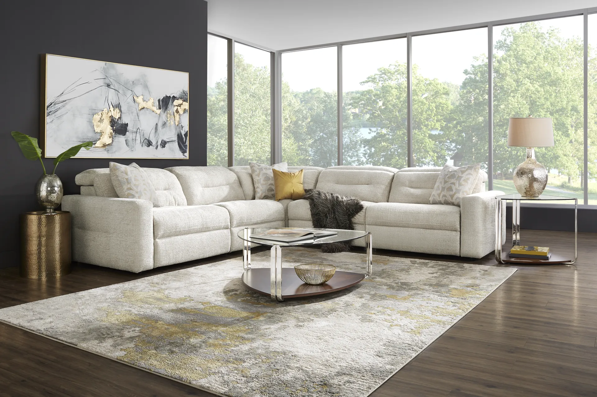 Belia Beige 8 Pc Dual Power Reclining Sectional Living Room - Image 1