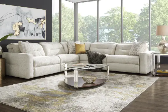 Belia Beige 5 Pc Dual Power Reclining Sectional