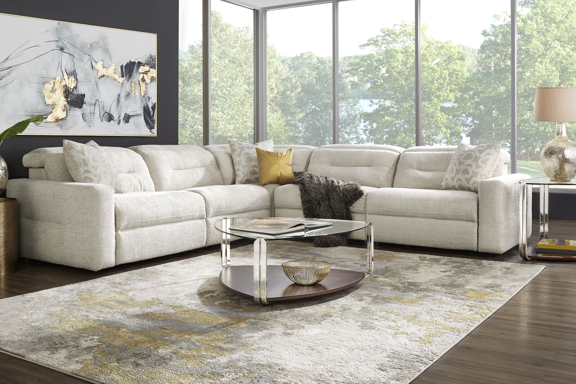 Belia Beige 8 Pc Dual Power Reclining Sectional Living Room - Image 1
