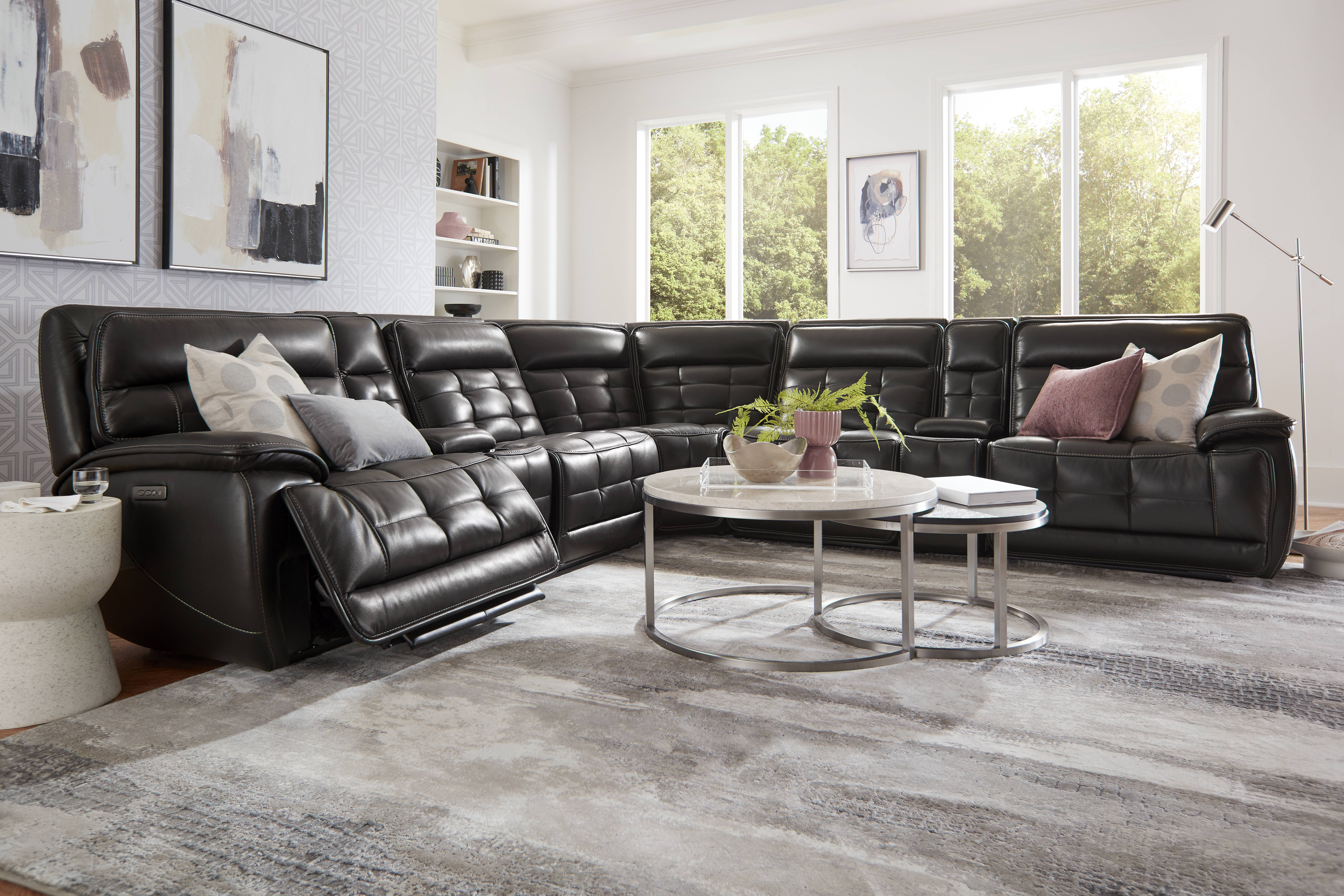 Pacific Heights Black Cherry 7 Pc Dual Power Reclining Sectional - Thumbnail - Image 2