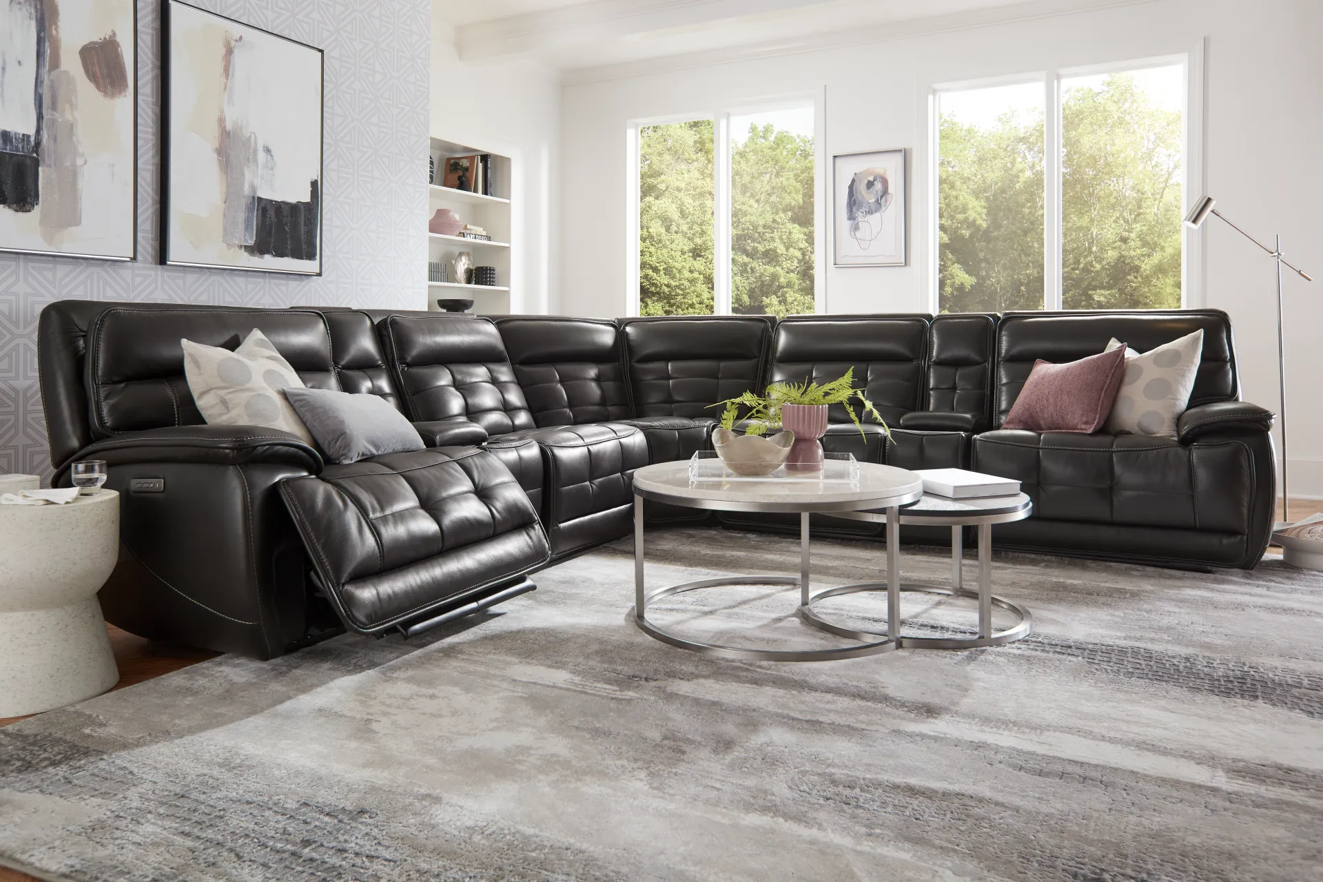 Pacific Heights Black Cherry 7 Pc Dual Power Reclining Sectional - Image 1