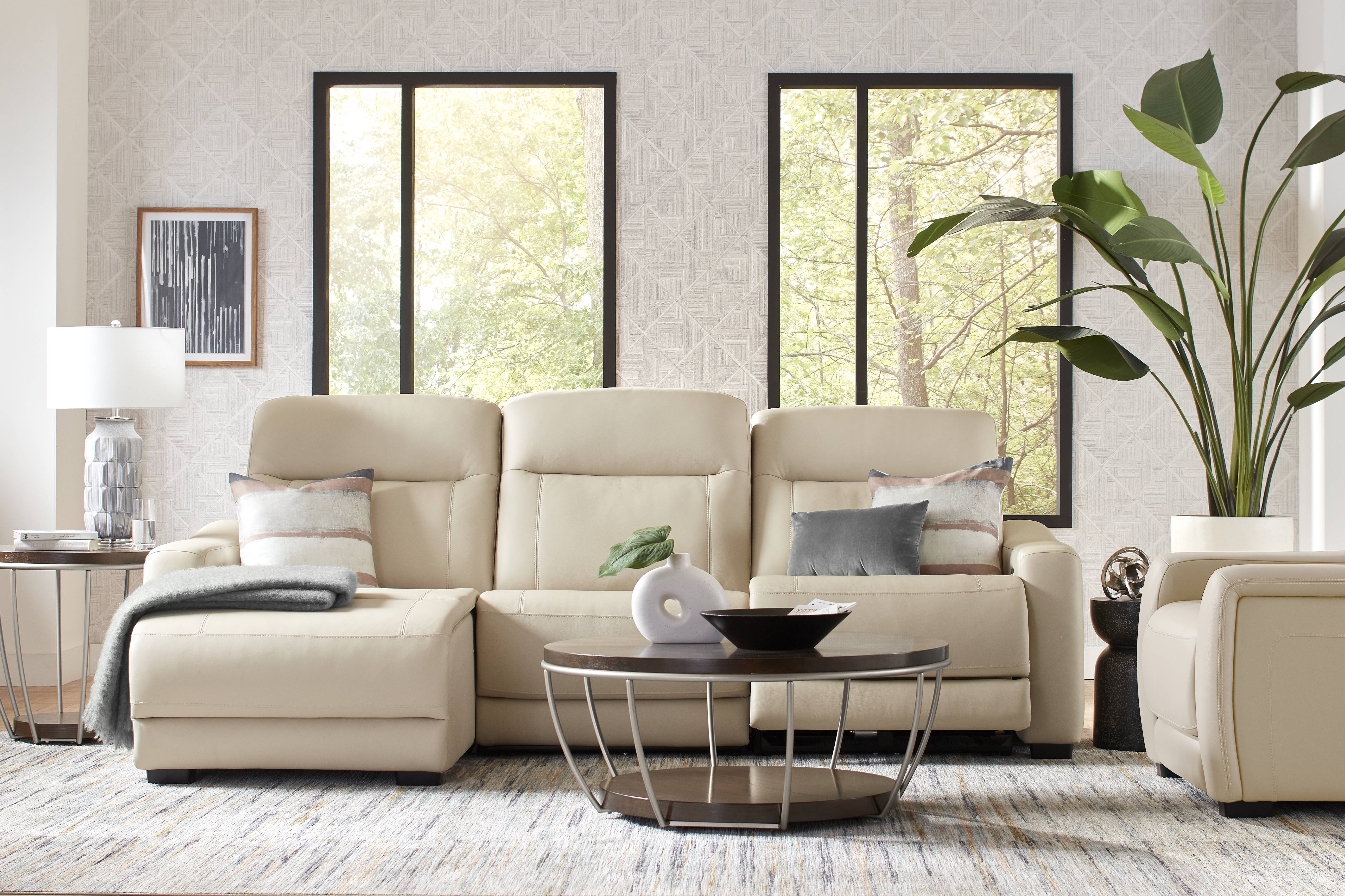 Newport Almond Leather 3 Pc Dual Power Reclining Sectional - Thumbnail - Image 2