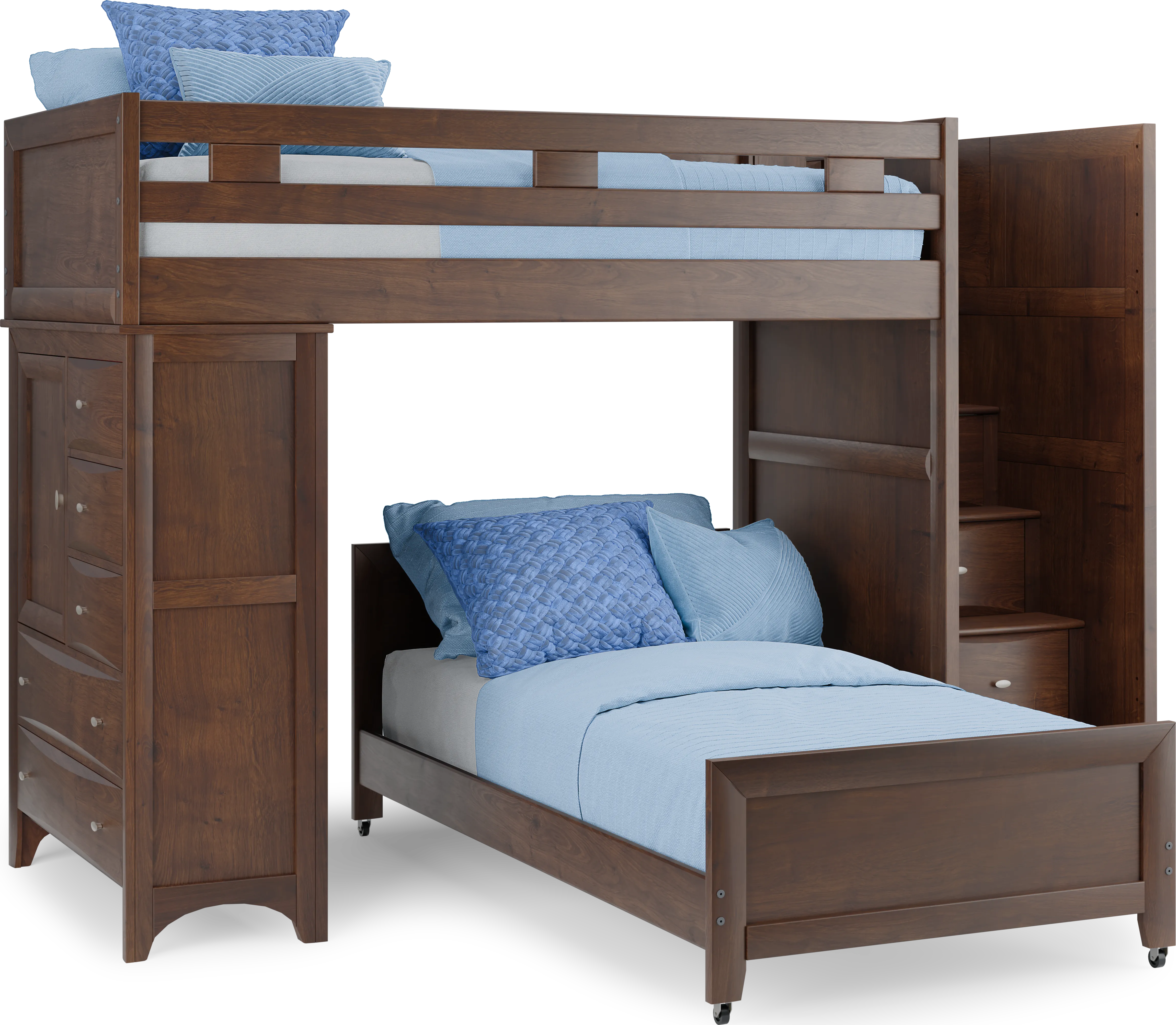 Ivy League 2.0 Walnut Twin/Twin Step Bunk with Chest - Thumbnail - Image 1