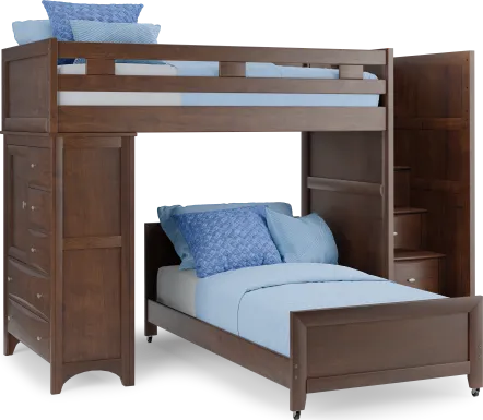 Ivy League 2.0 Walnut Twin/Twin Step Bunk with Chest