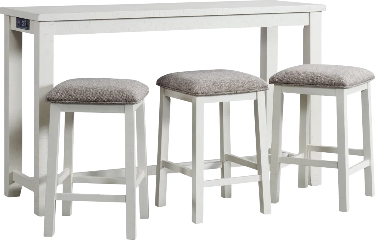 Ampezo White Bar Table with Stools