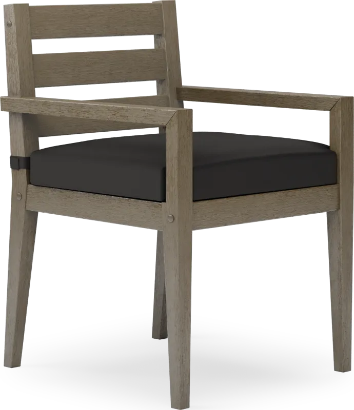 Lake Tahoe Gray Outdoor Arm Chair with Charcoal Cushion