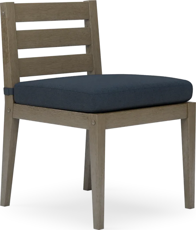 Lake Tahoe Gray Outdoor Side Chair with Indigo Cushion