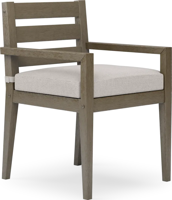 Lake Tahoe Gray Outdoor Arm Chair with Seagull Cushion